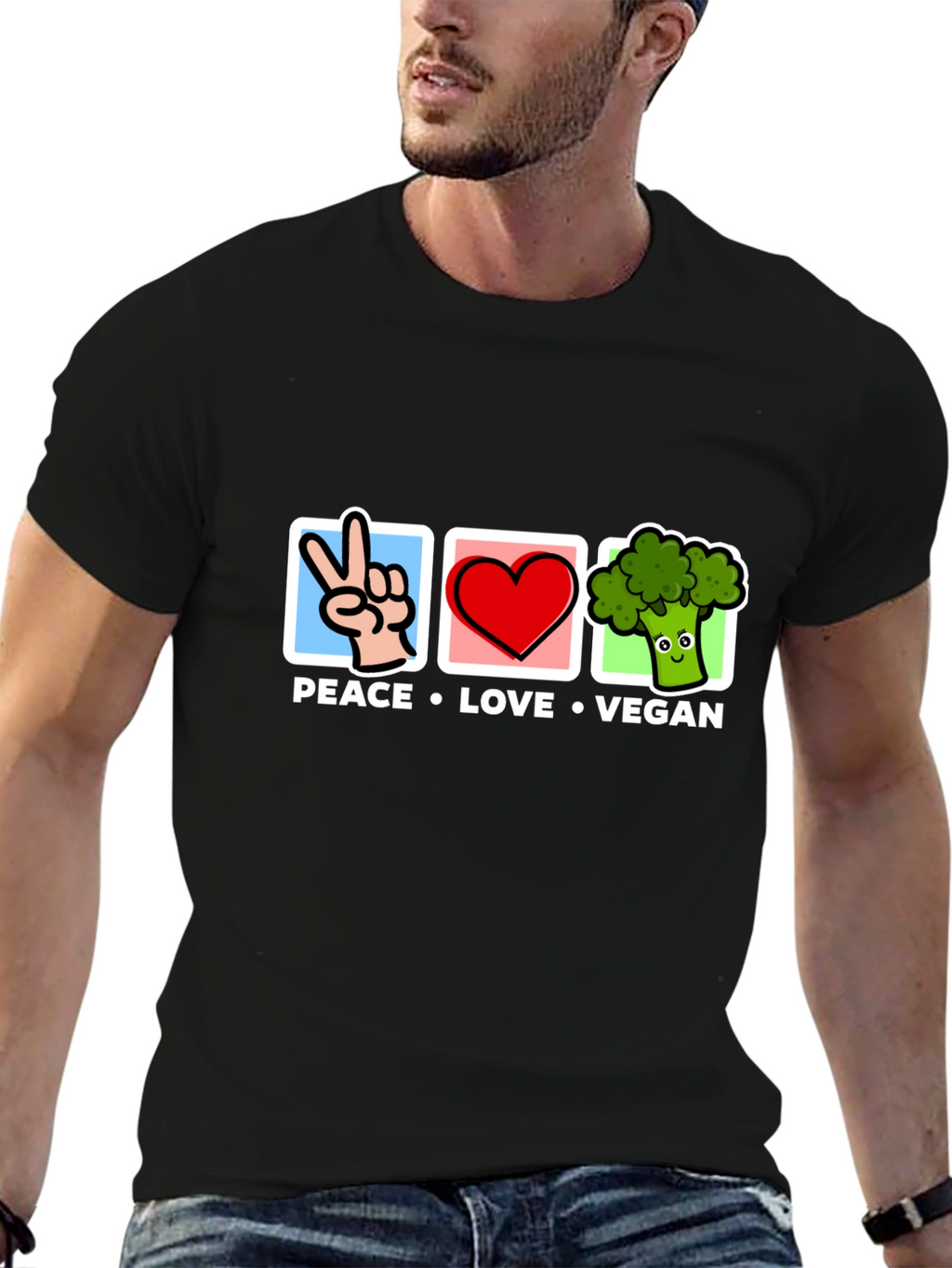 Peace Love Vegan T-Shirt - Unisex Graphic Tee
