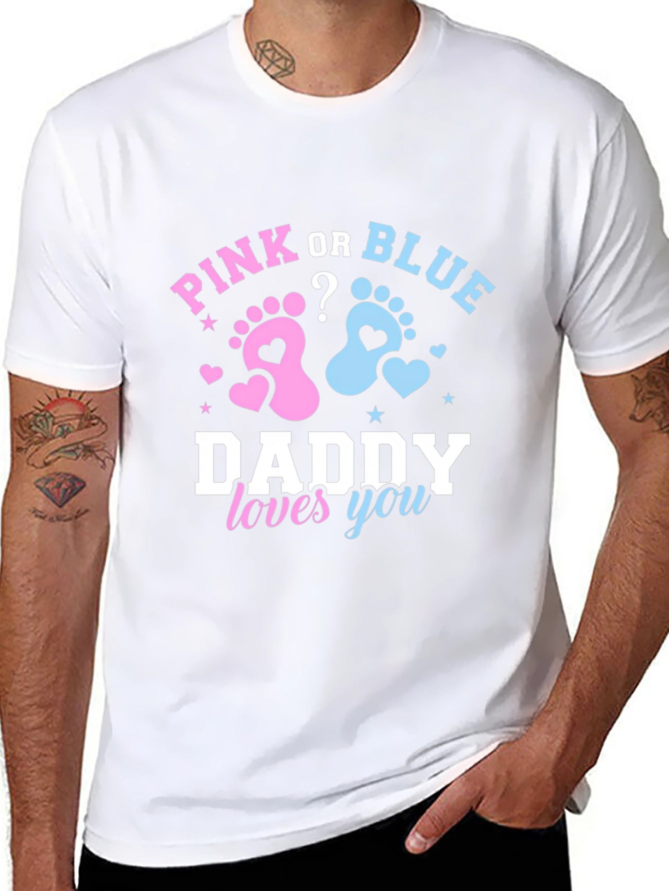 Pink or Blue Daddy Loves You Gender Reveal T-Shirt