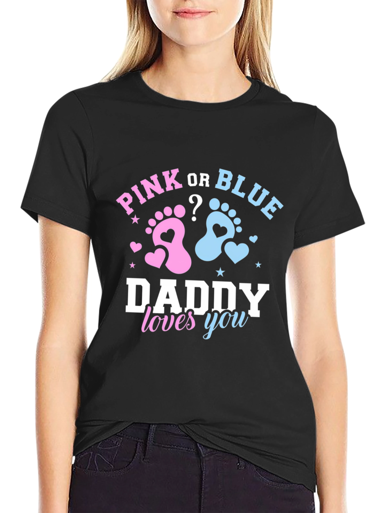 Pink or Blue Daddy Loves You Gender Reveal T-Shirt