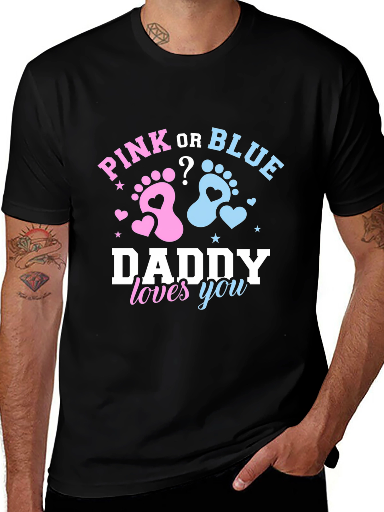 Pink or Blue Daddy Loves You Gender Reveal T-Shirt