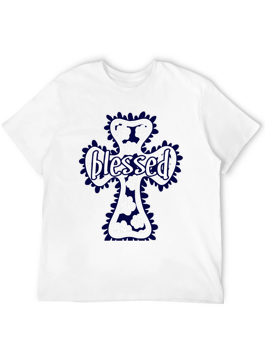 Blessed Paw Print Cross T-Shirt