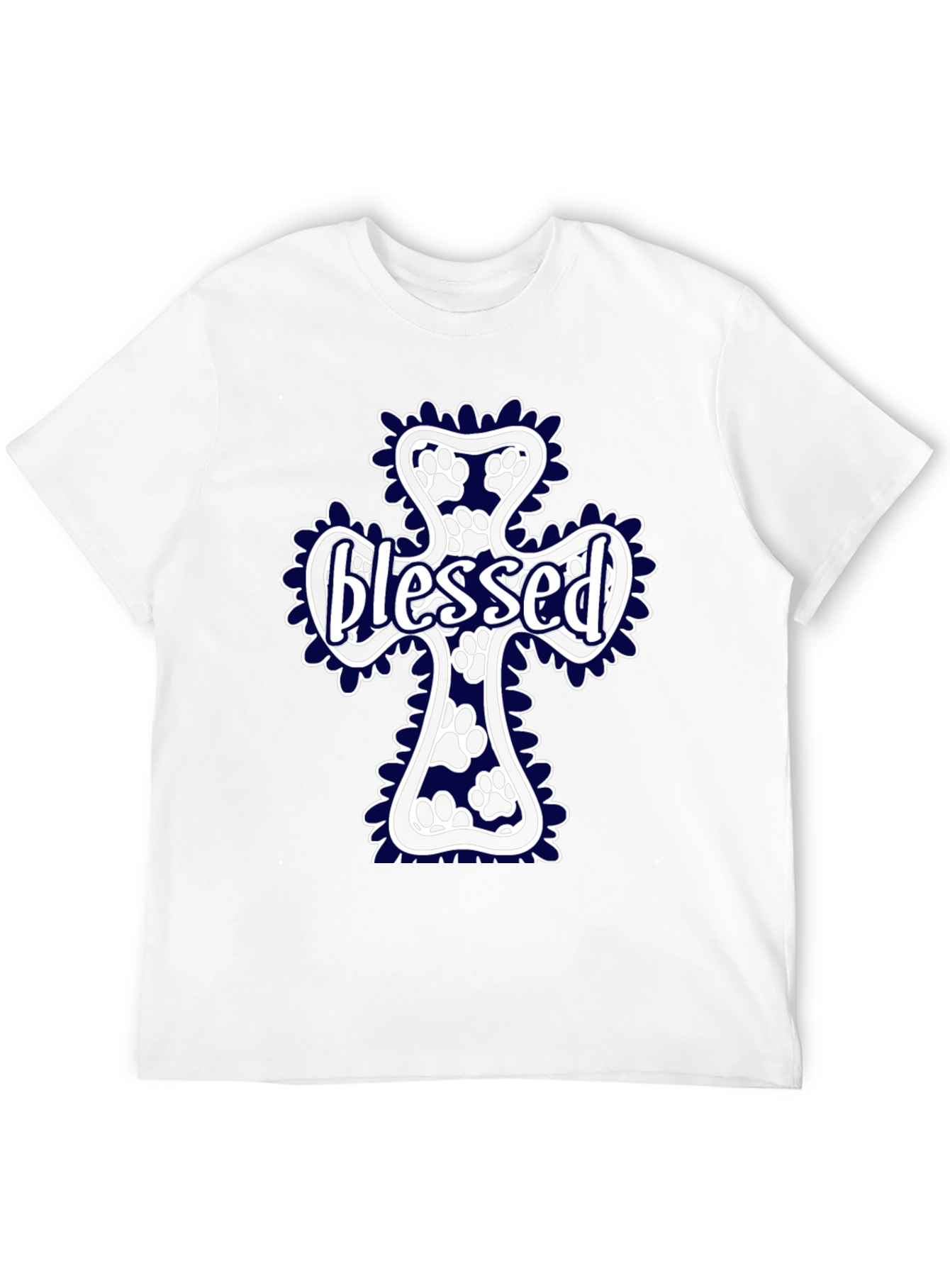 Blessed Paw Print Cross T-Shirt