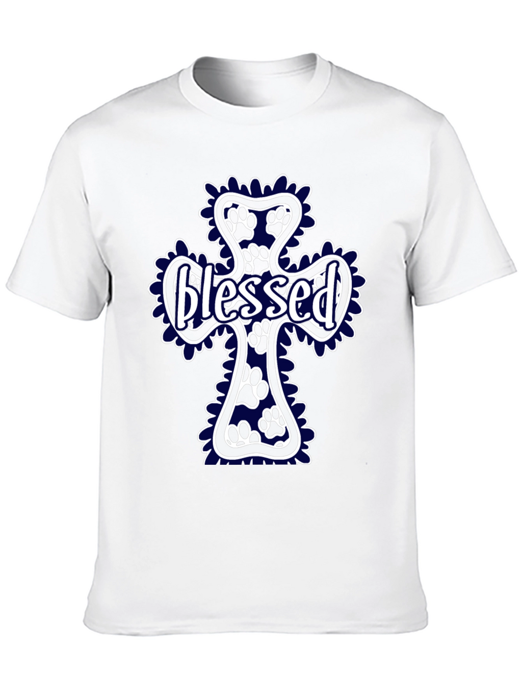 Blessed Paw Print Cross T-Shirt