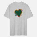 Heart shaped blackboard with school supplies