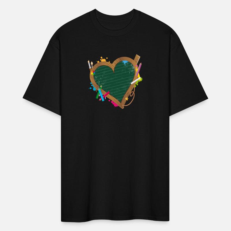 Heart shaped blackboard with school supplies