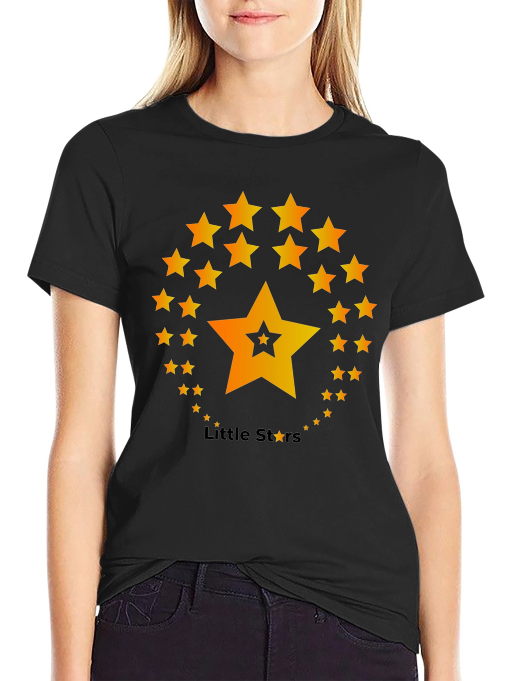 Little Stars T-Shirt - Black Cotton Blend