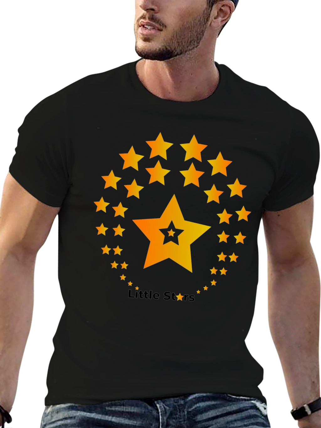 Little Stars T-Shirt - Black Cotton Blend