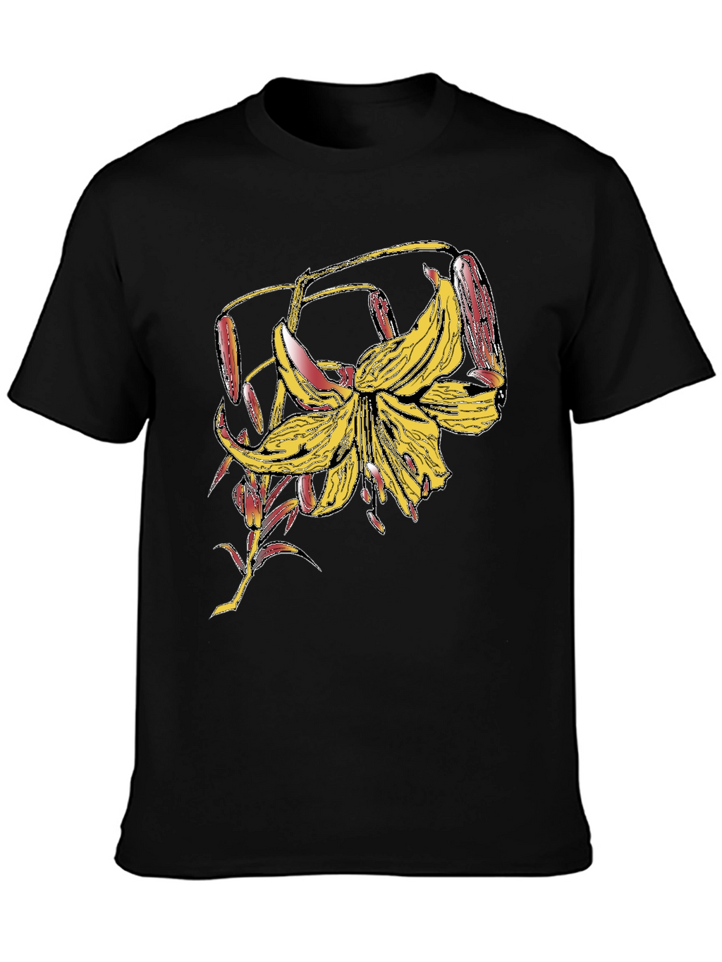 Floral Graphic Tee - Black Cotton Blend