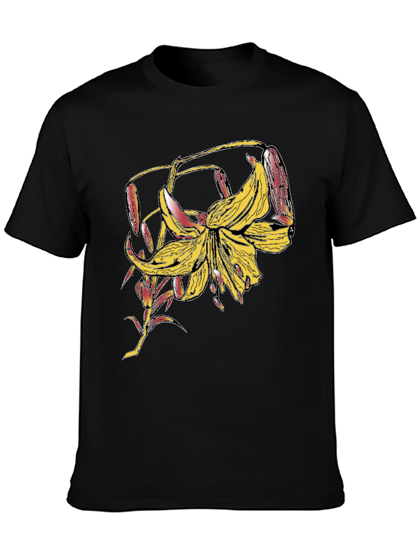 Floral Graphic Tee - Black Cotton Blend