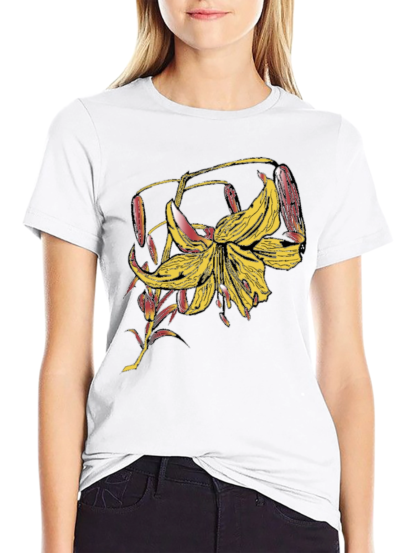 Floral Graphic Tee - Black Cotton Blend