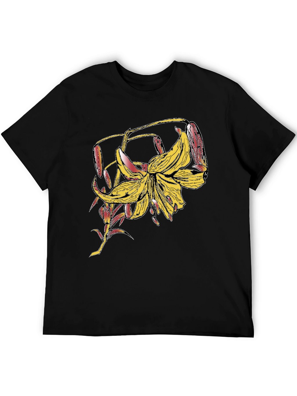 Floral Graphic Tee - Black Cotton Blend