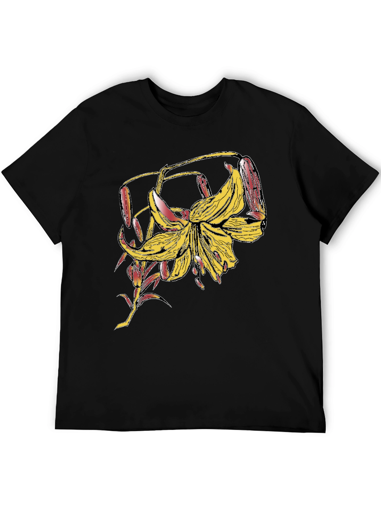 Floral Graphic Tee - Black Cotton Blend