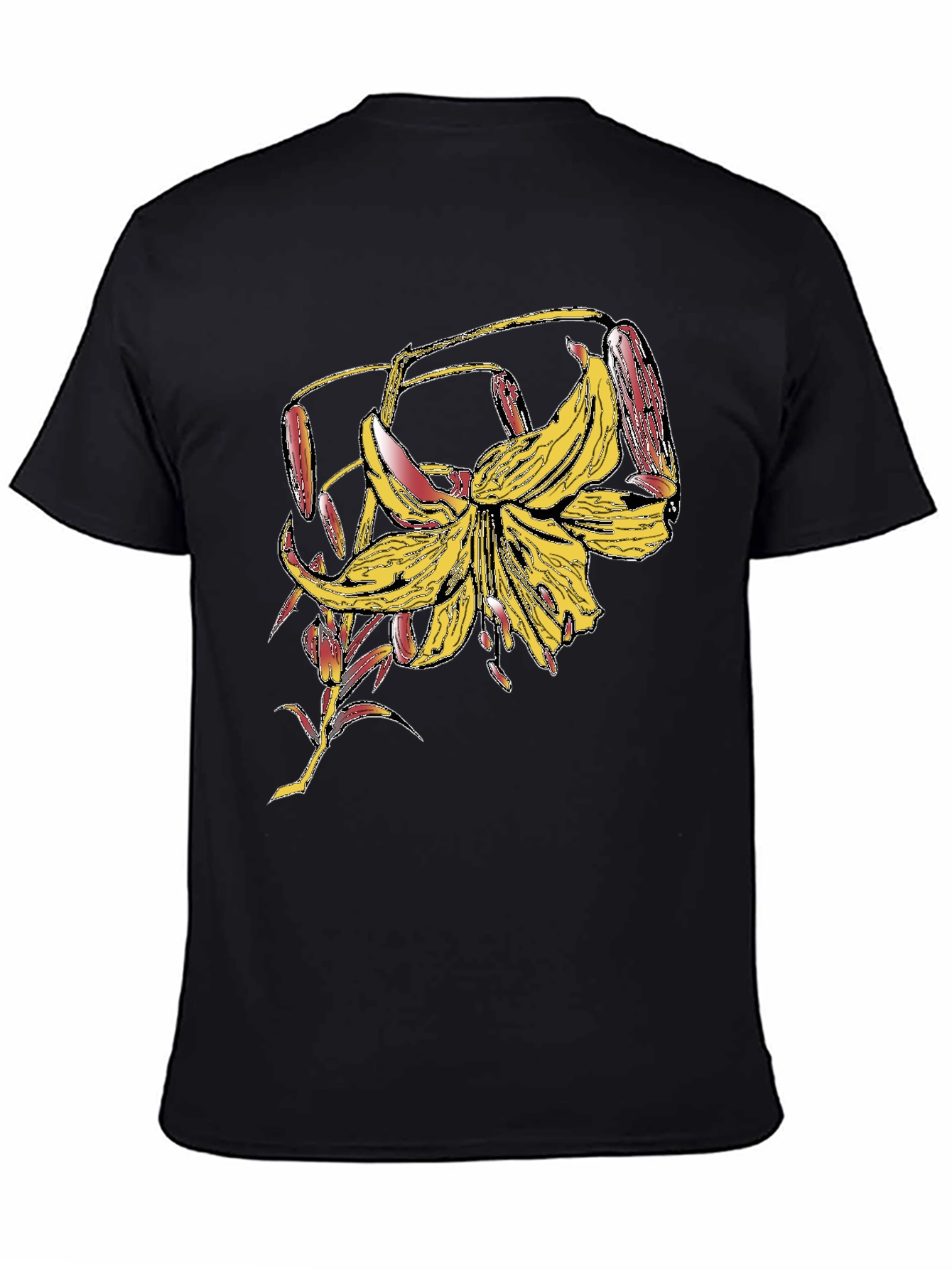 Floral Graphic Tee - Black Cotton Blend