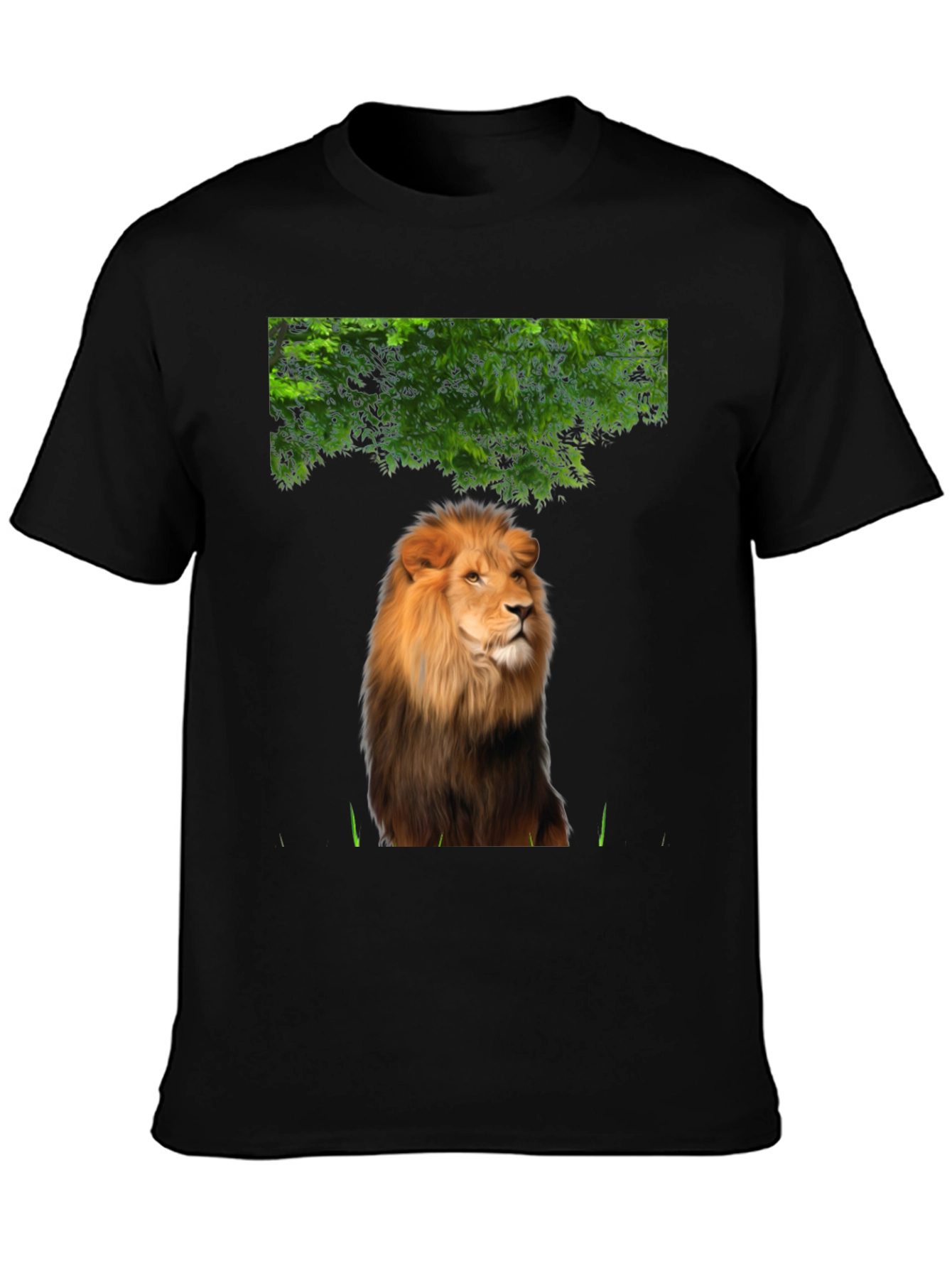 Lion Graphic Print T-Shirt - Black