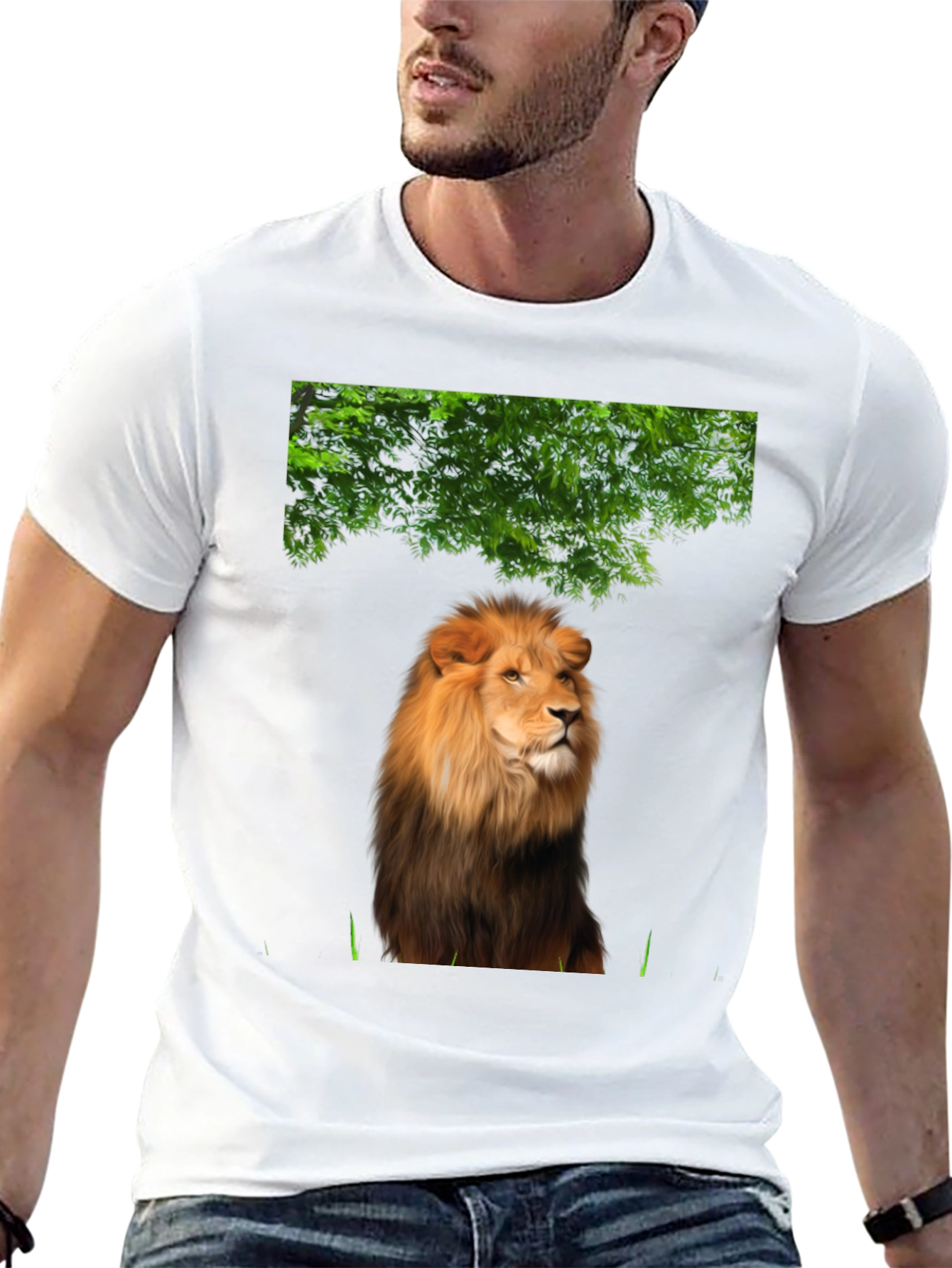Lion Graphic Print T-Shirt - Black