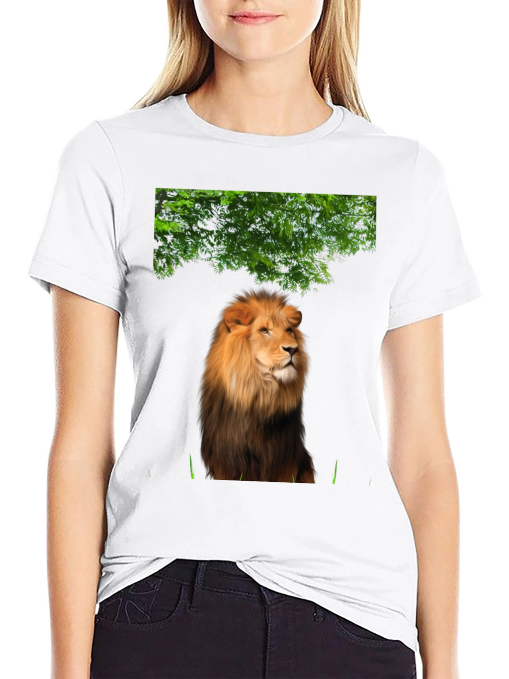 Lion Graphic Print T-Shirt - Black