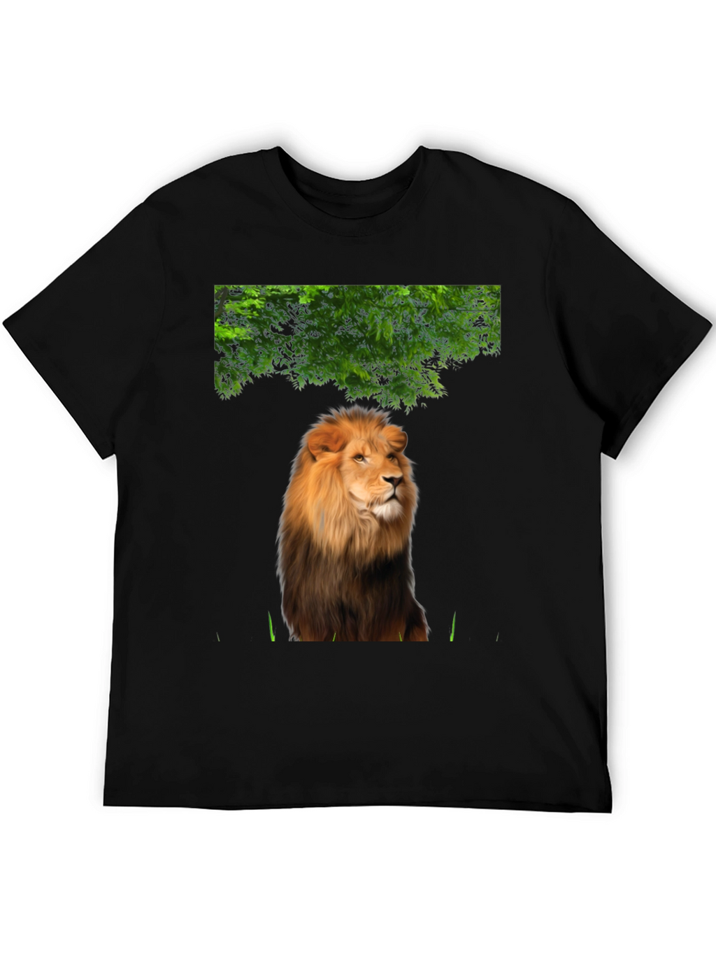 Lion Graphic Print T-Shirt - Black