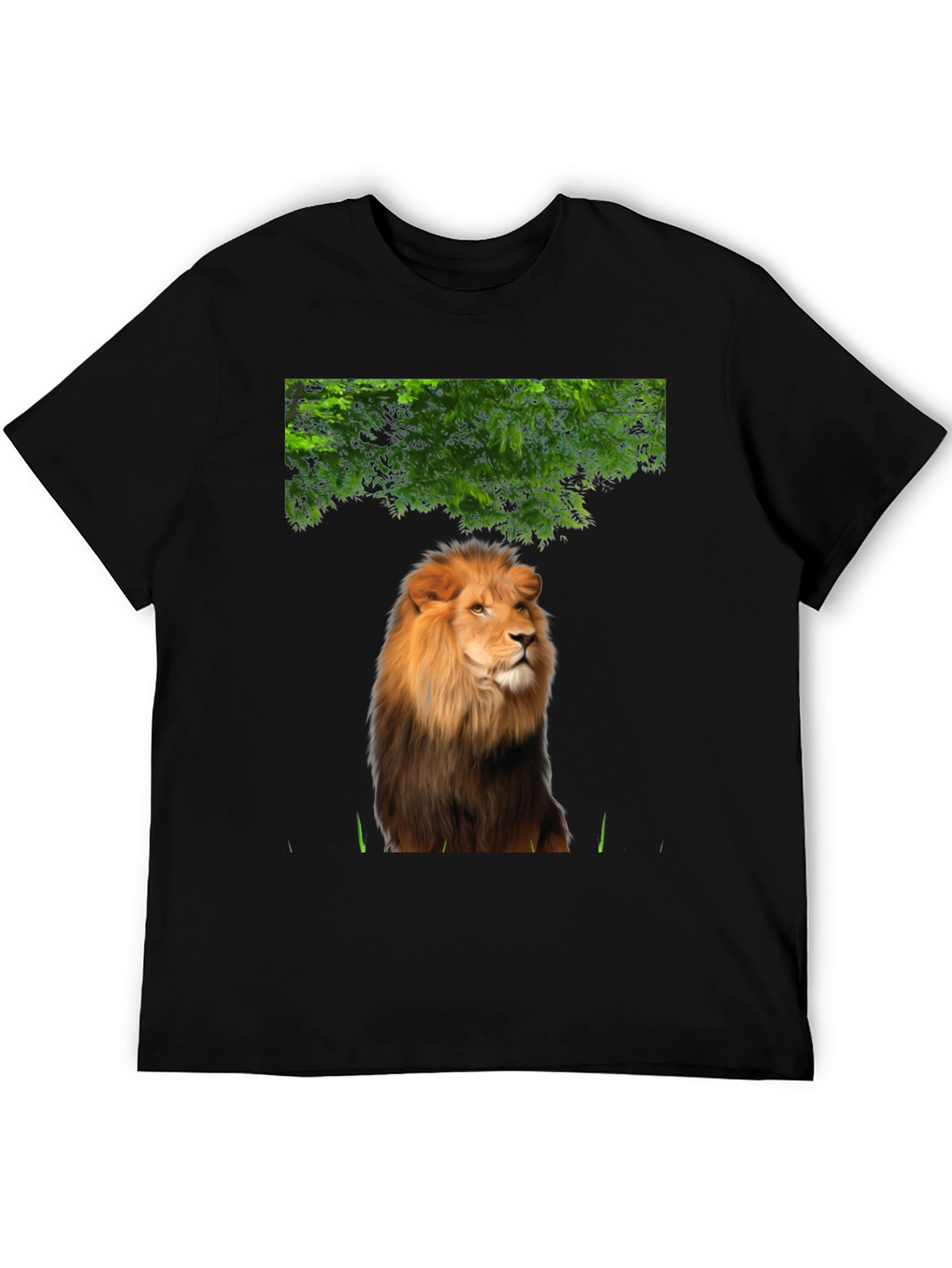 Lion Graphic Print T-Shirt - Black