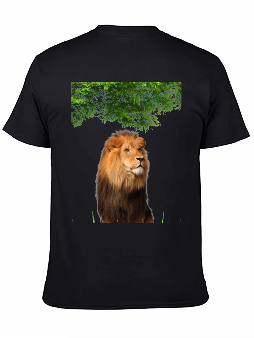 Lion Graphic Print T-Shirt - Black