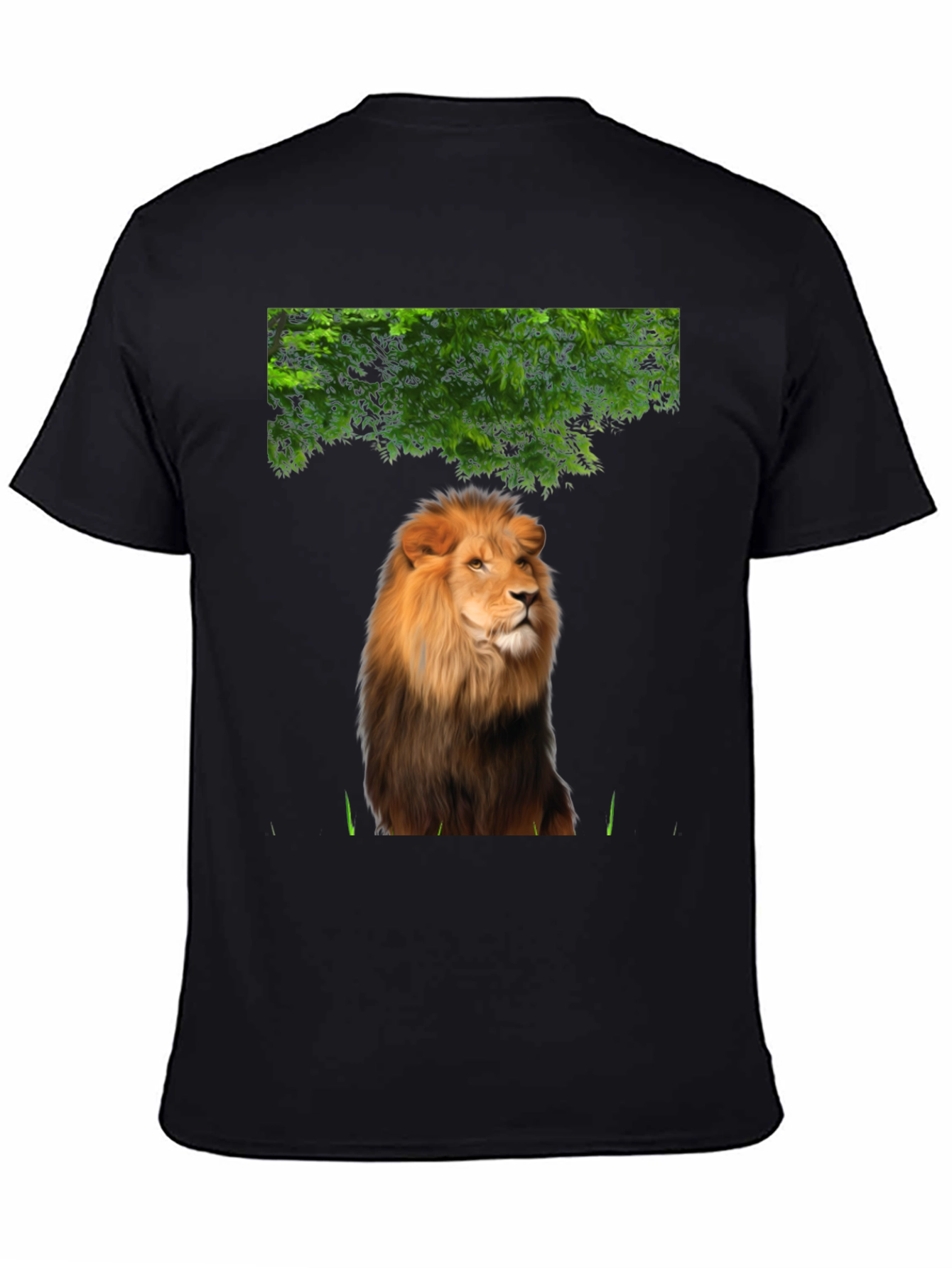 Lion Graphic Print T-Shirt - Black