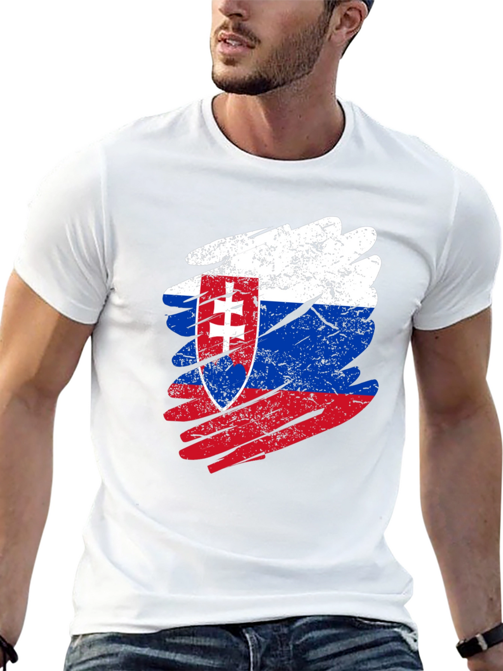 Slovakia Flag Distressed T-Shirt