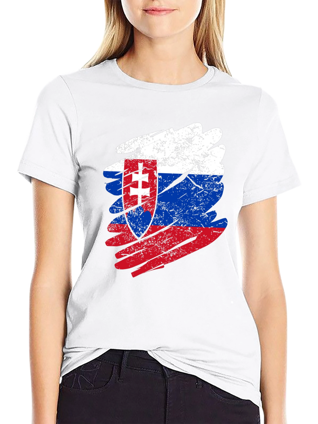 Slovakia Flag Distressed T-Shirt