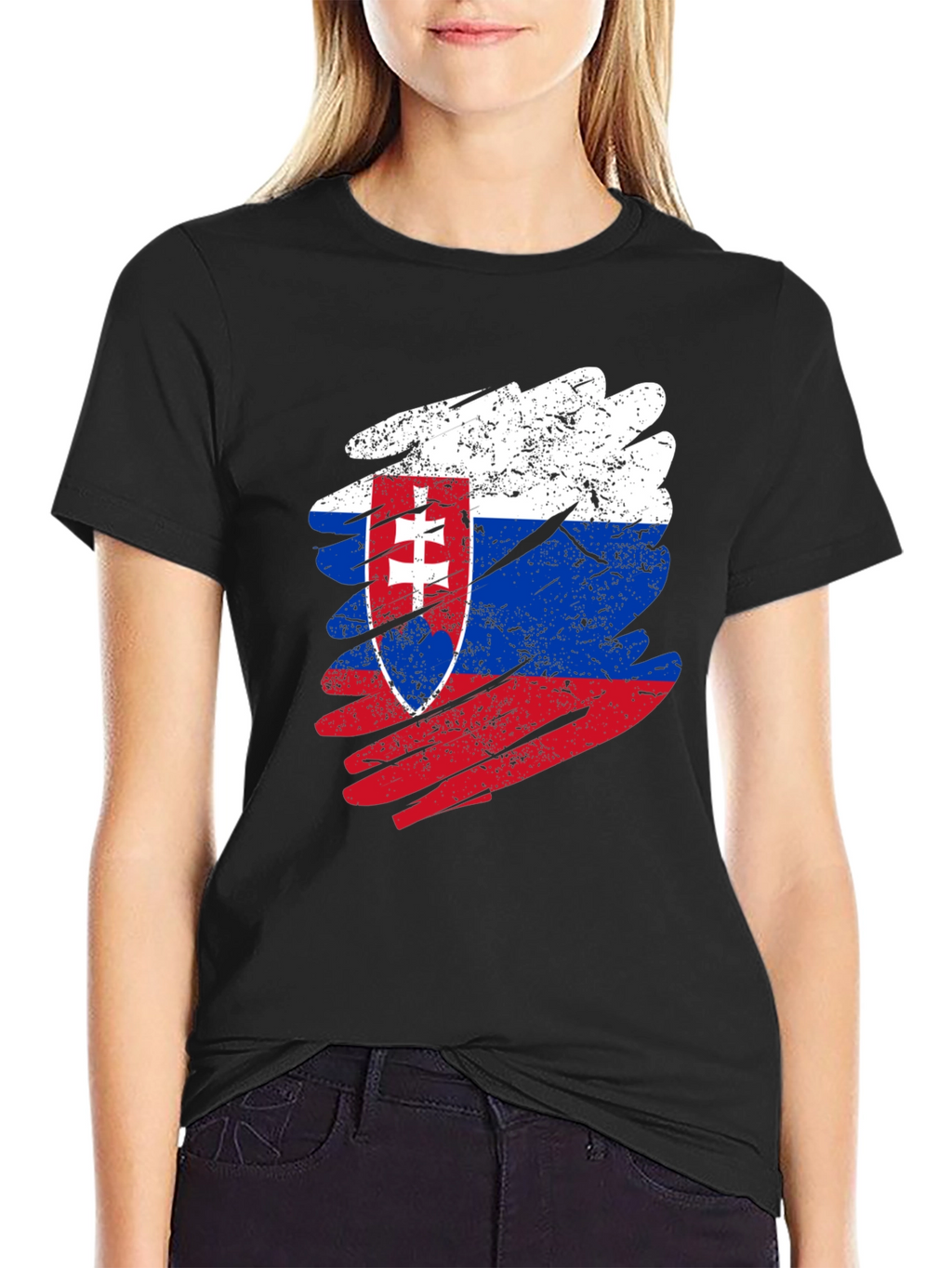 Slovakia Flag Distressed T-Shirt
