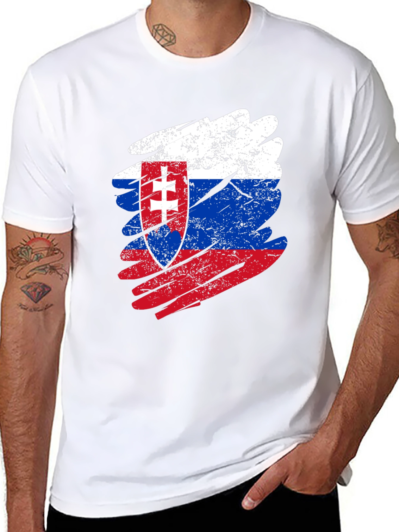 Slovakia Flag Distressed T-Shirt