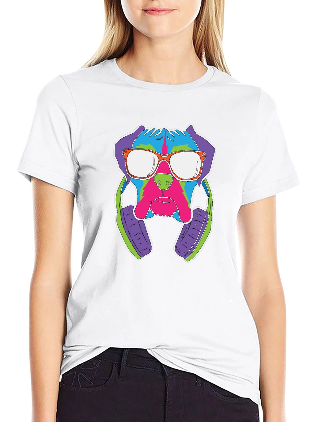 Cool Dog with Headphones Graphic T-Shirt