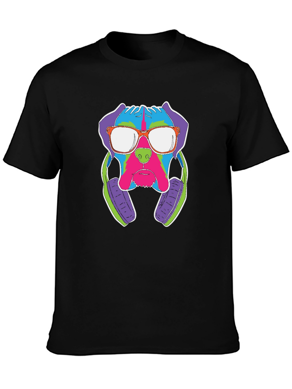 Cool Dog with Headphones Graphic T-Shirt