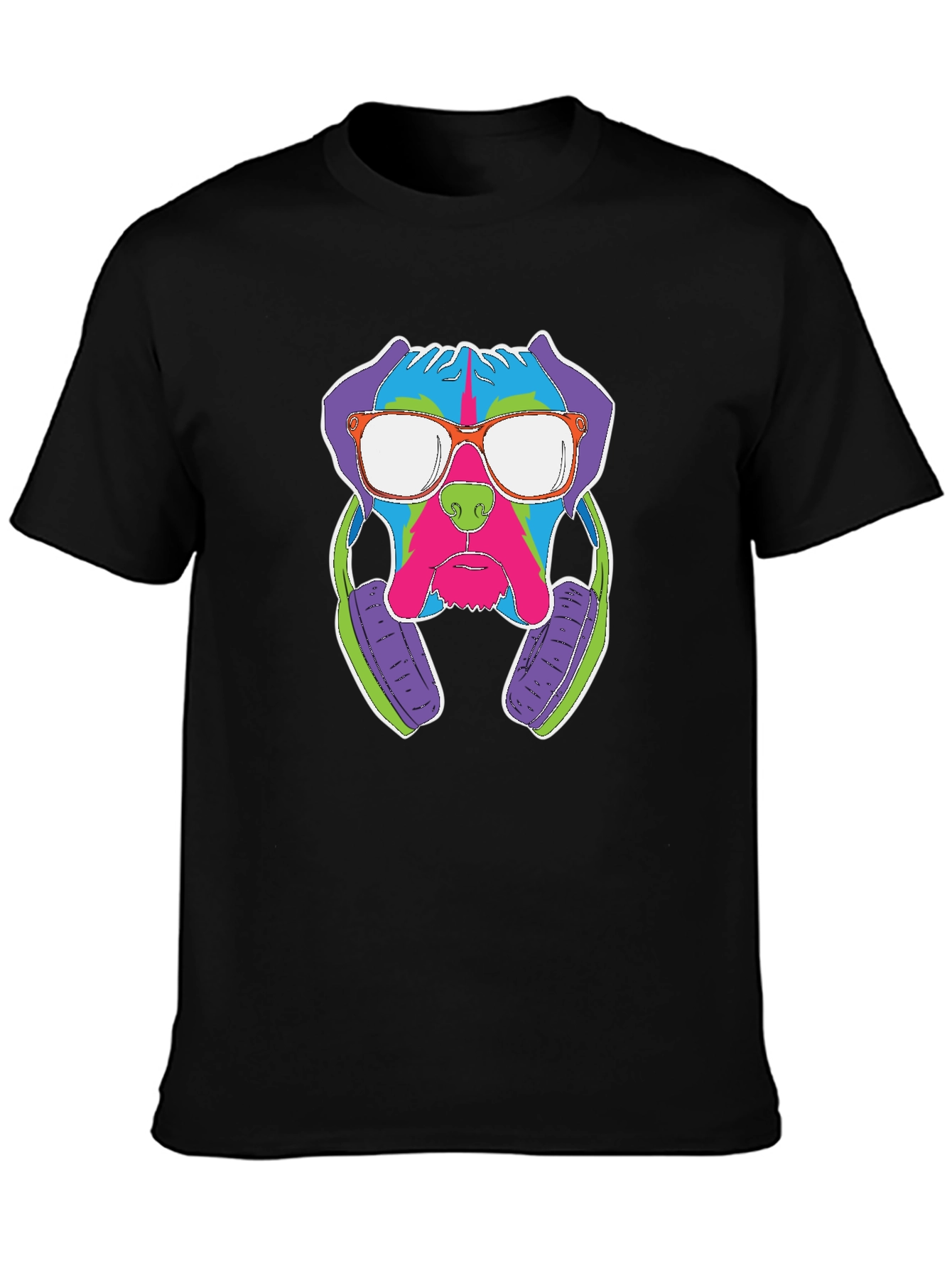 Cool Dog with Headphones Graphic T-Shirt