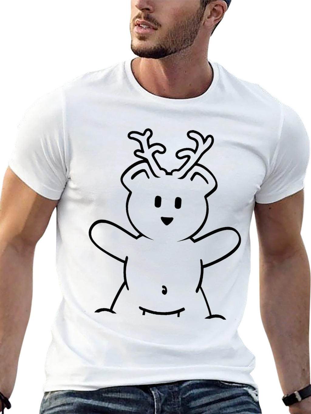 Reindeer Bear Graphic Tee - Stylish Comfort