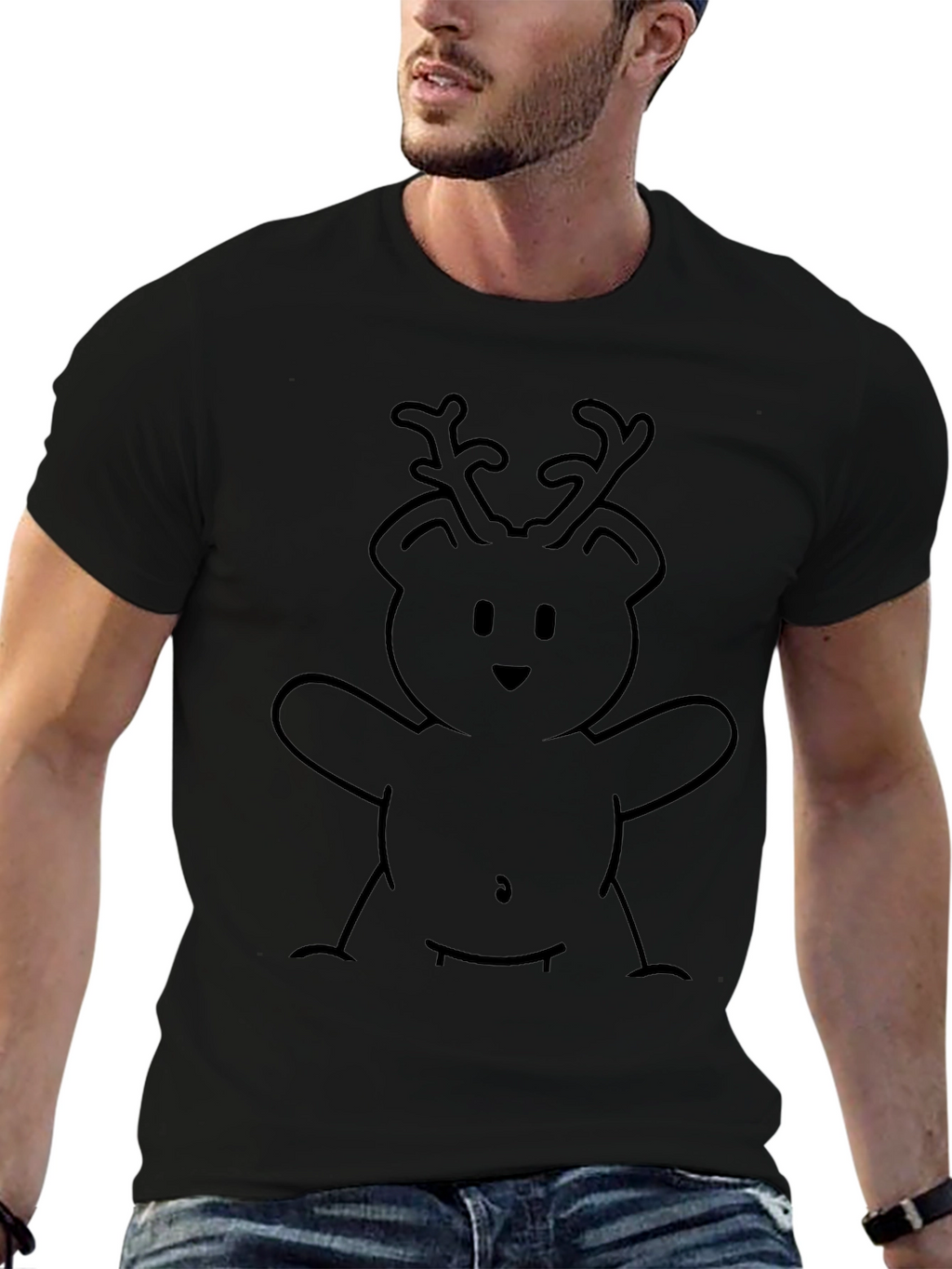 Reindeer Bear Graphic Tee - Stylish Comfort