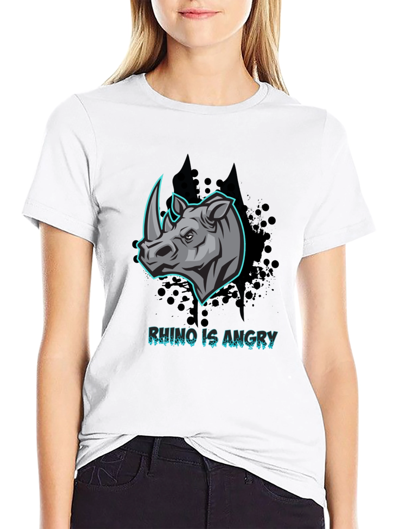 Angry Rhino Graphic T-Shirt - Black Cotton Tee