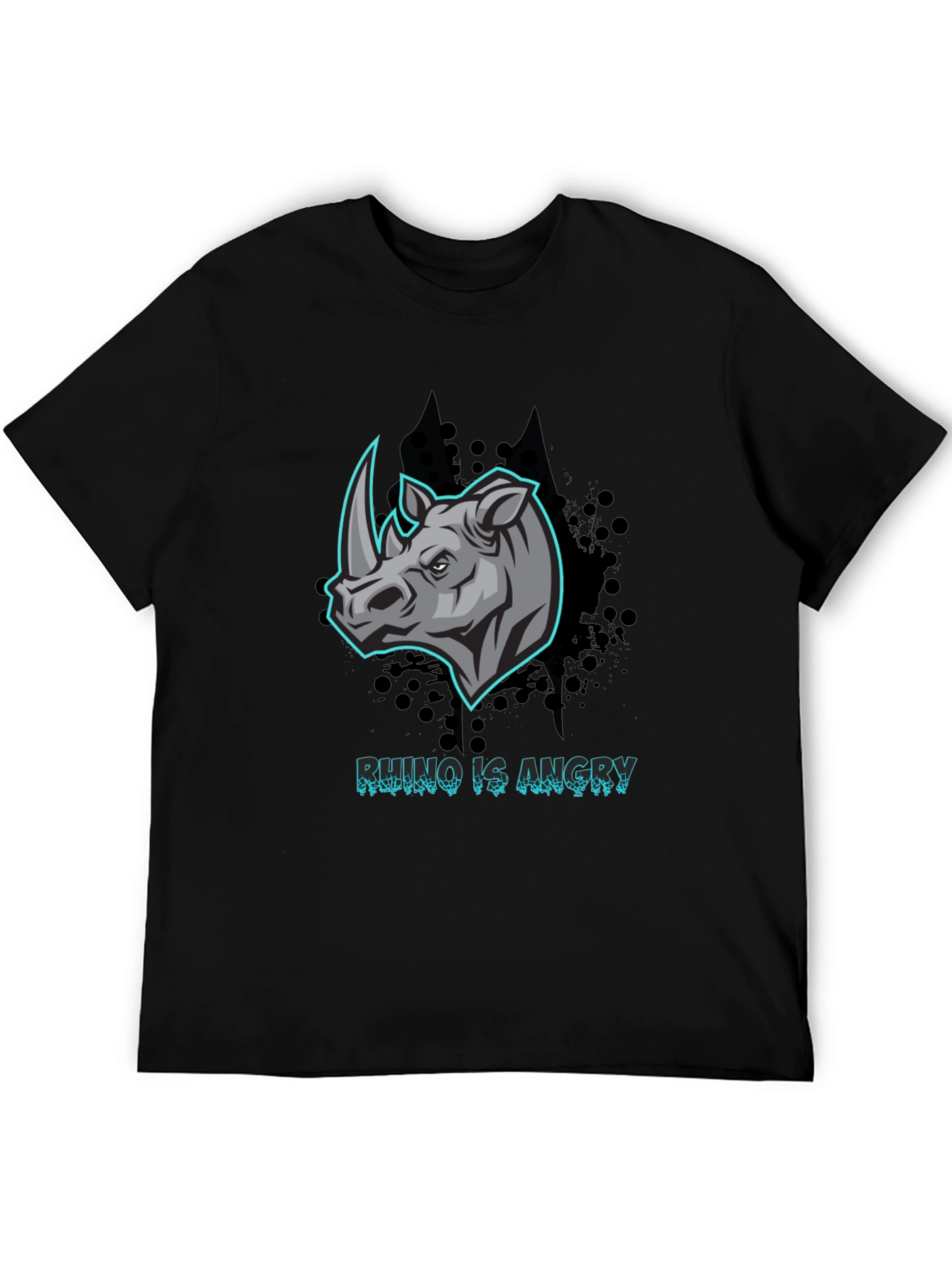 Angry Rhino Graphic T-Shirt - Black Cotton Tee