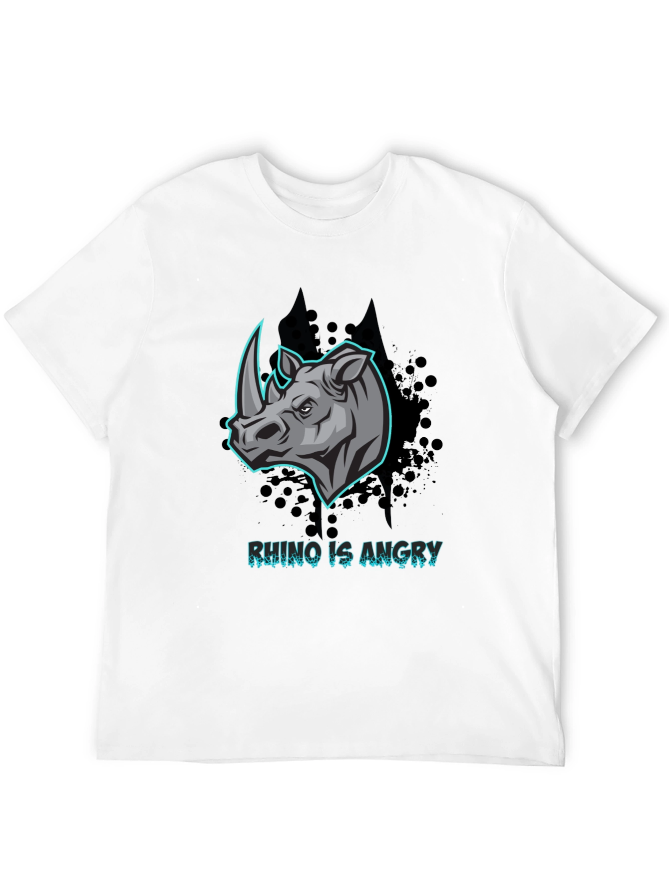 Angry Rhino Graphic T-Shirt - Black Cotton Tee