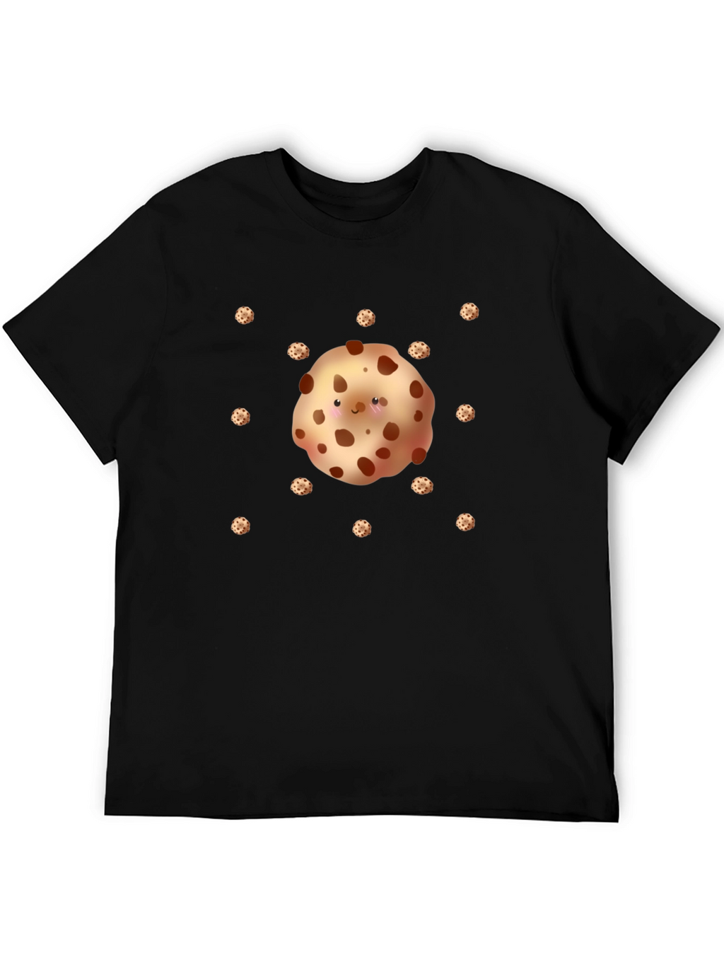 Cute Cookie Pattern Black T-Shirt