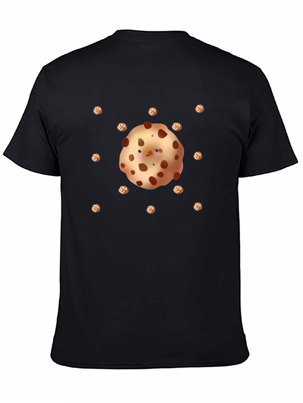 Cute Cookie Pattern Black T-Shirt