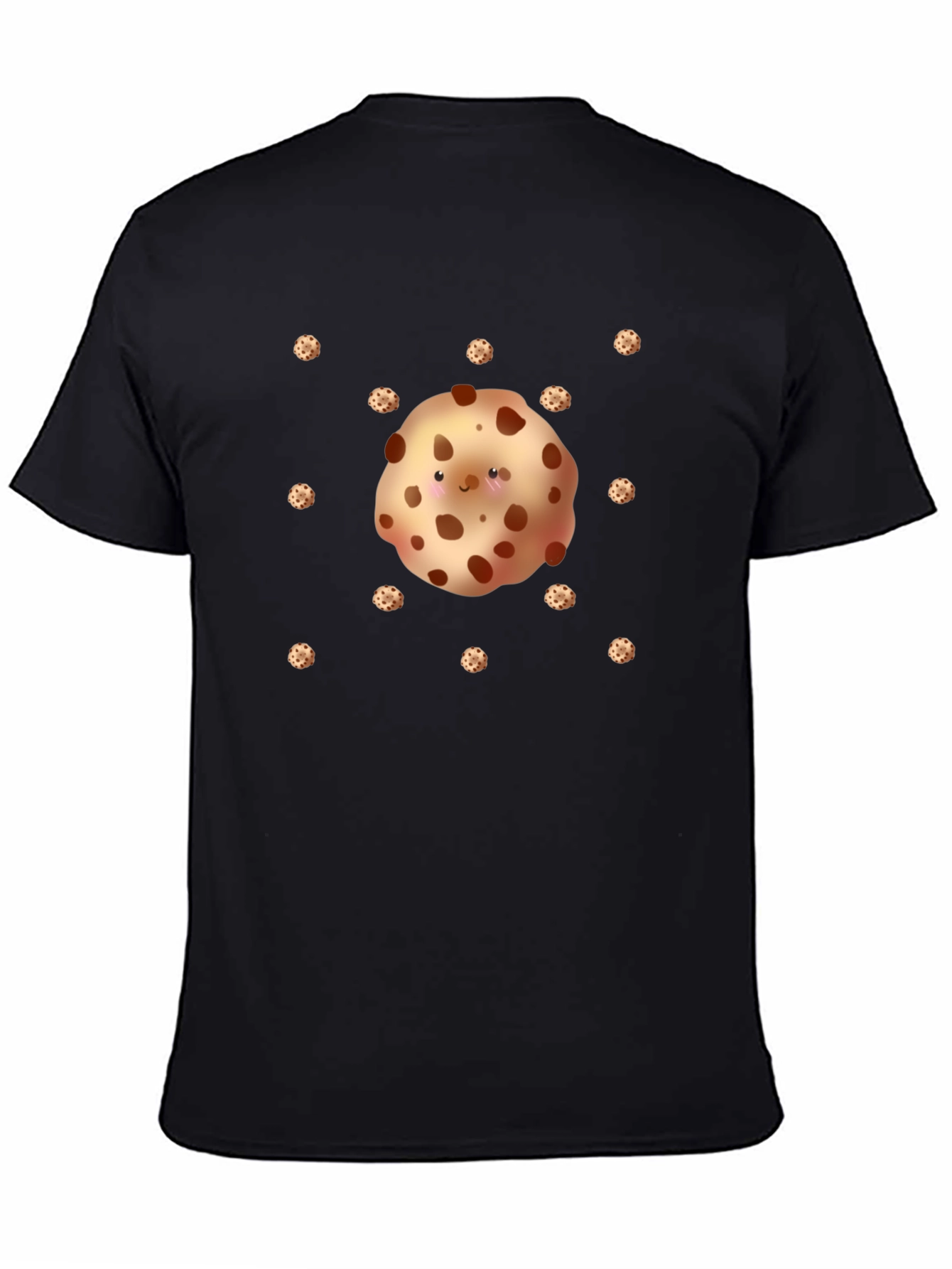Cute Cookie Pattern Black T-Shirt