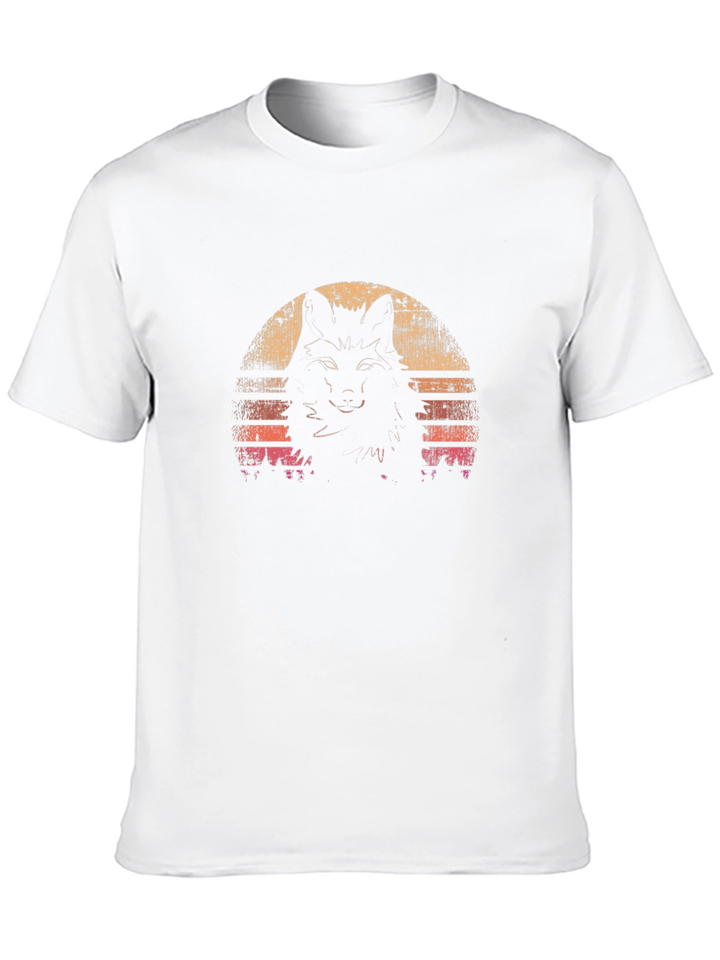 Retro Wolf Sunset Graphic Tee - Black T-Shirt