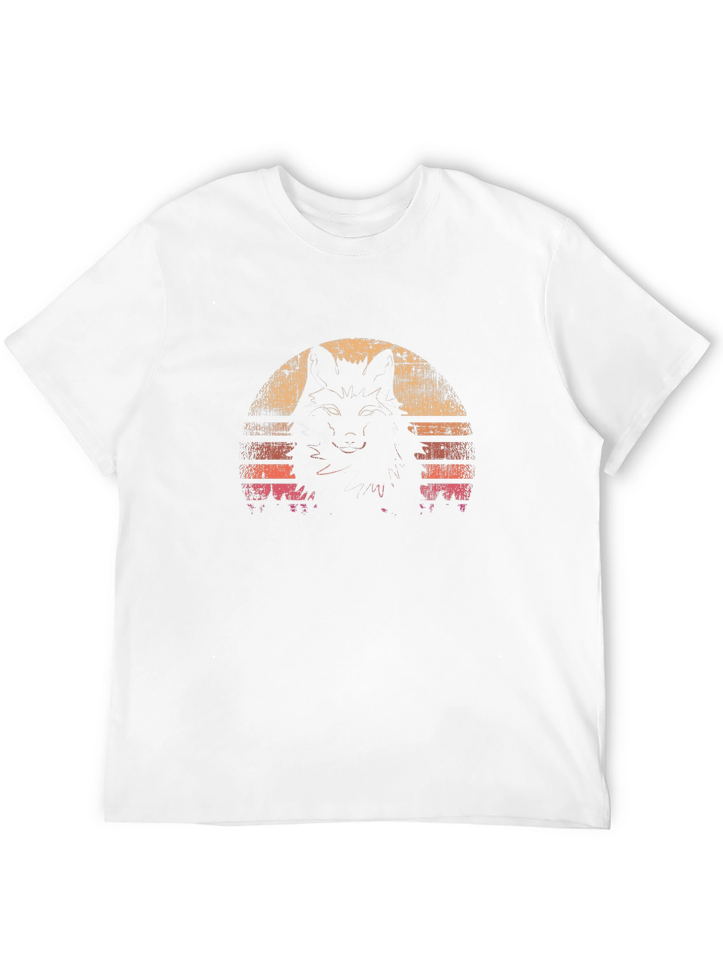 Retro Wolf Sunset Graphic Tee - Black T-Shirt