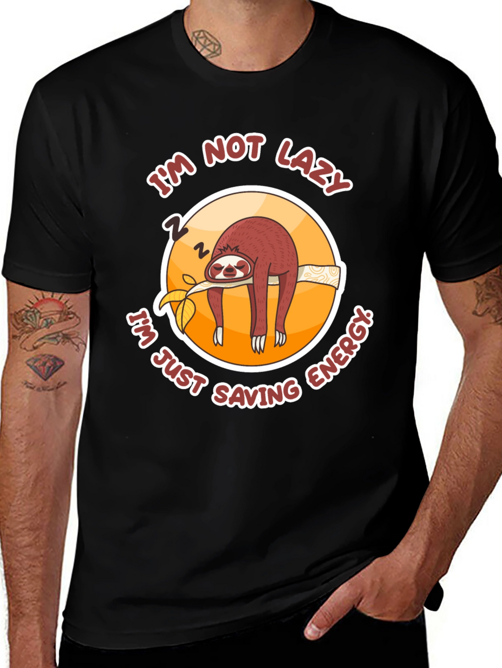 Funny Sloth T-Shirt: Im Not Lazy Saving Energy!