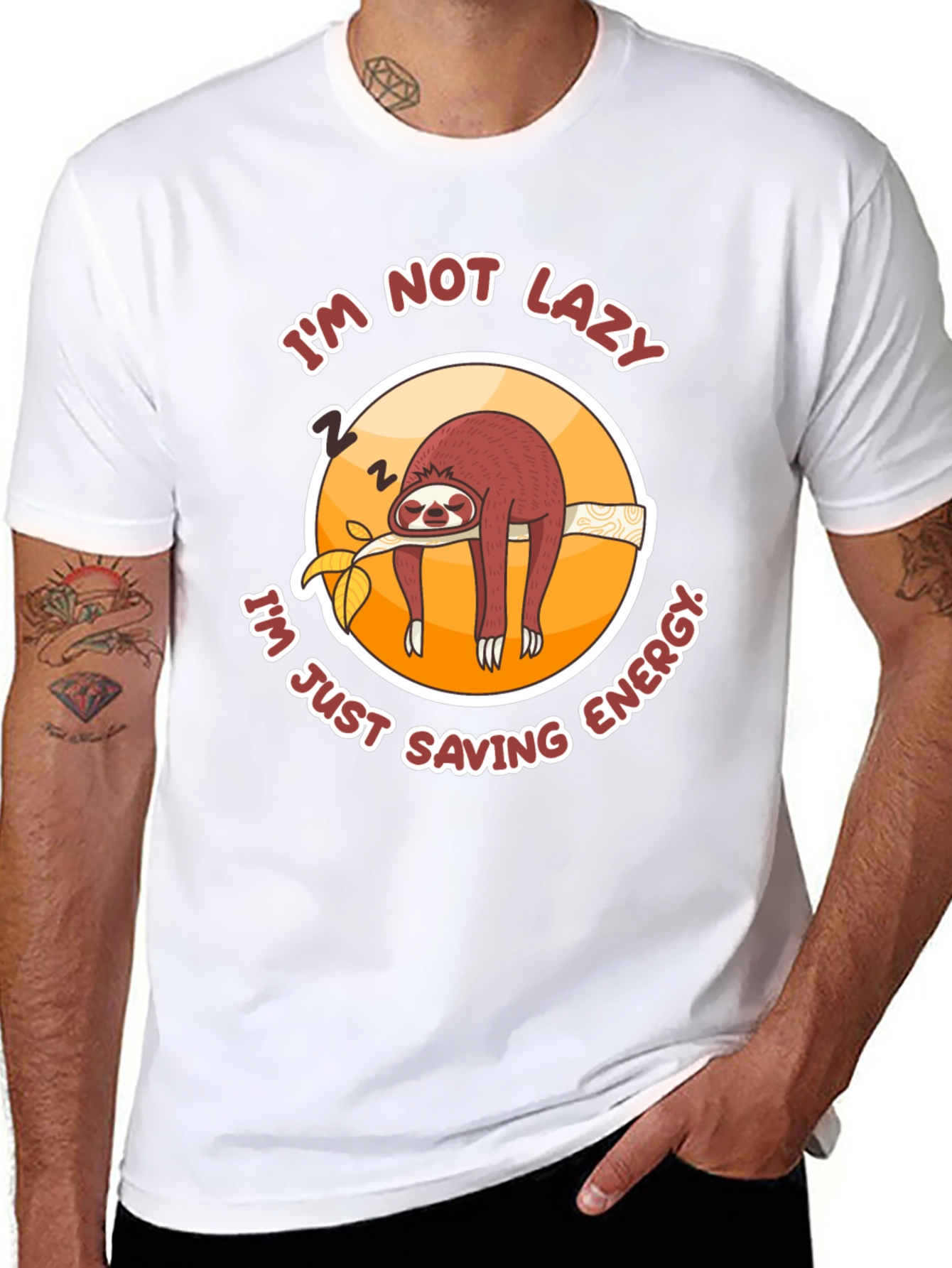 Funny Sloth T-Shirt: Im Not Lazy Saving Energy!