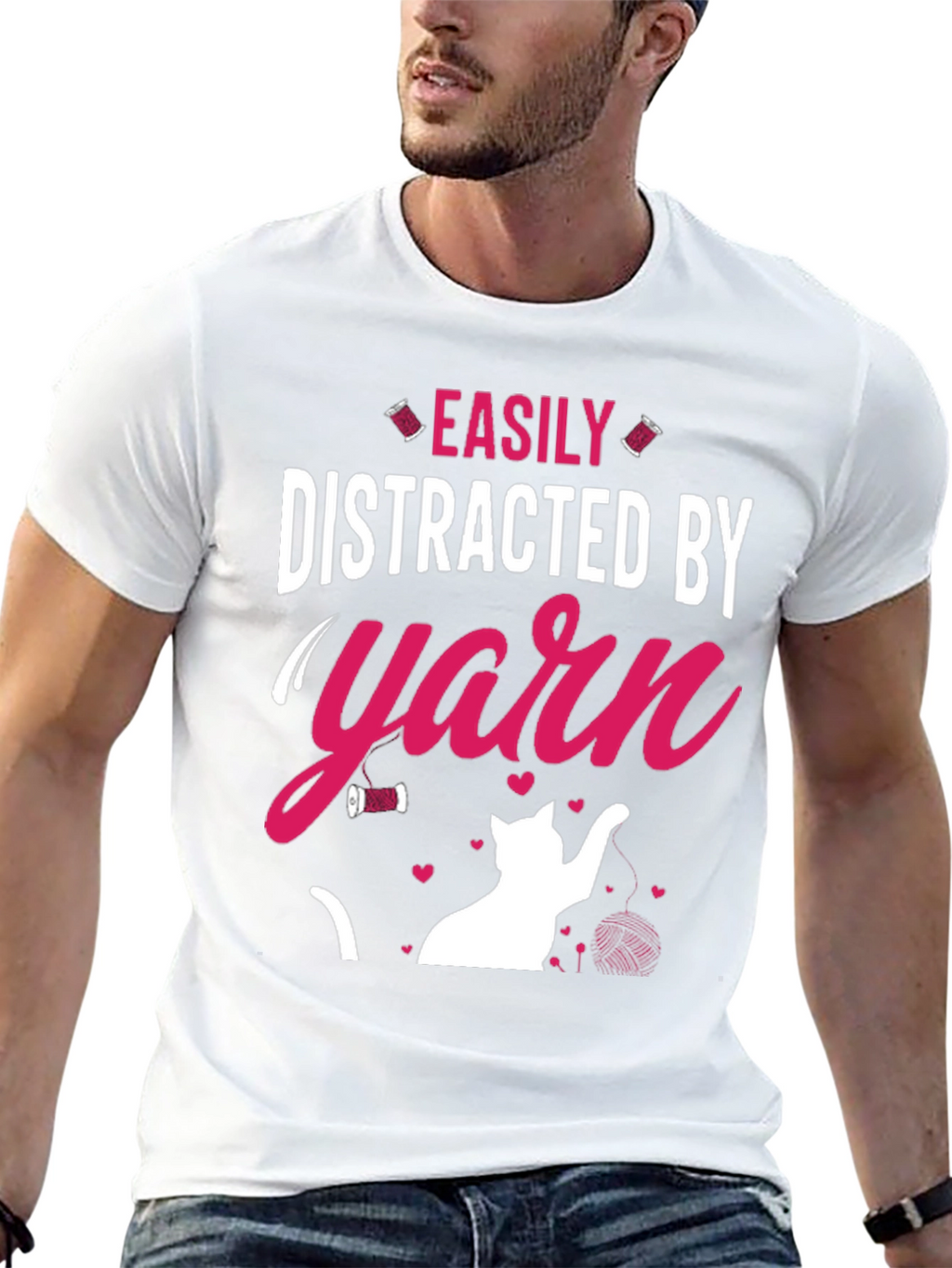 Easily Distracted By Yarn T-Shirt Cat Lover Tee