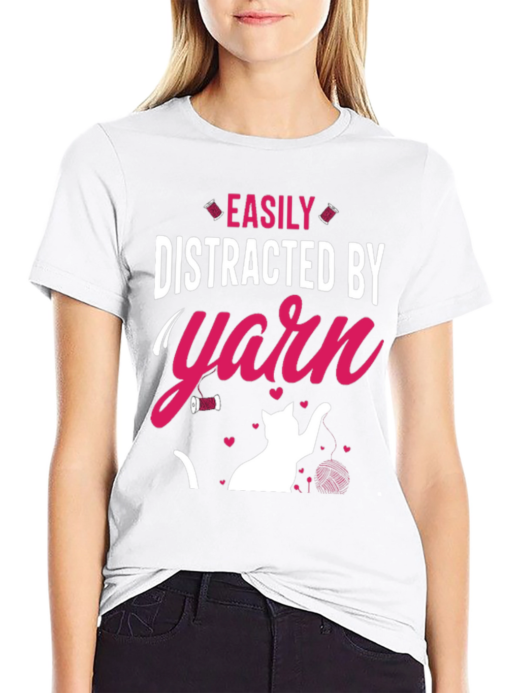 Easily Distracted By Yarn T-Shirt Cat Lover Tee