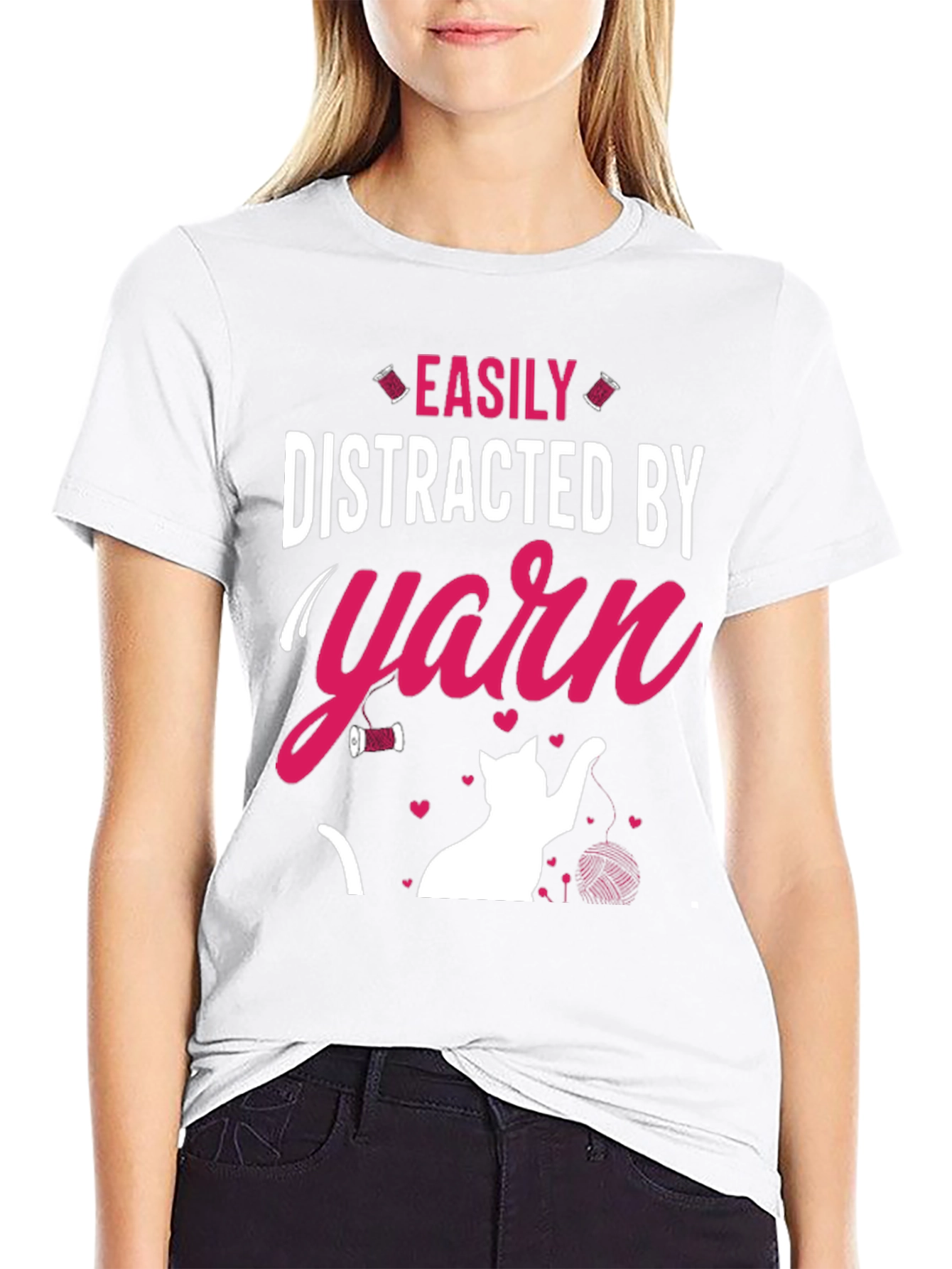 Easily Distracted By Yarn T-Shirt Cat Lover Tee