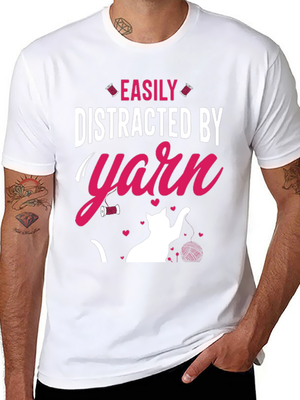 Easily Distracted By Yarn T-Shirt Cat Lover Tee
