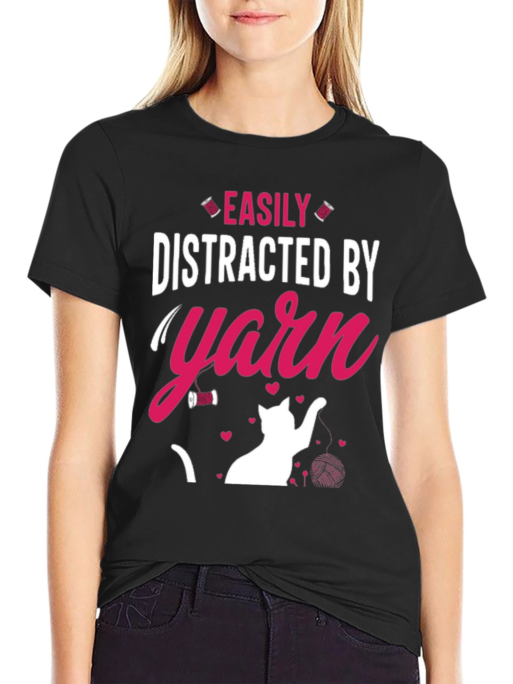 Easily Distracted By Yarn T-Shirt Cat Lover Tee