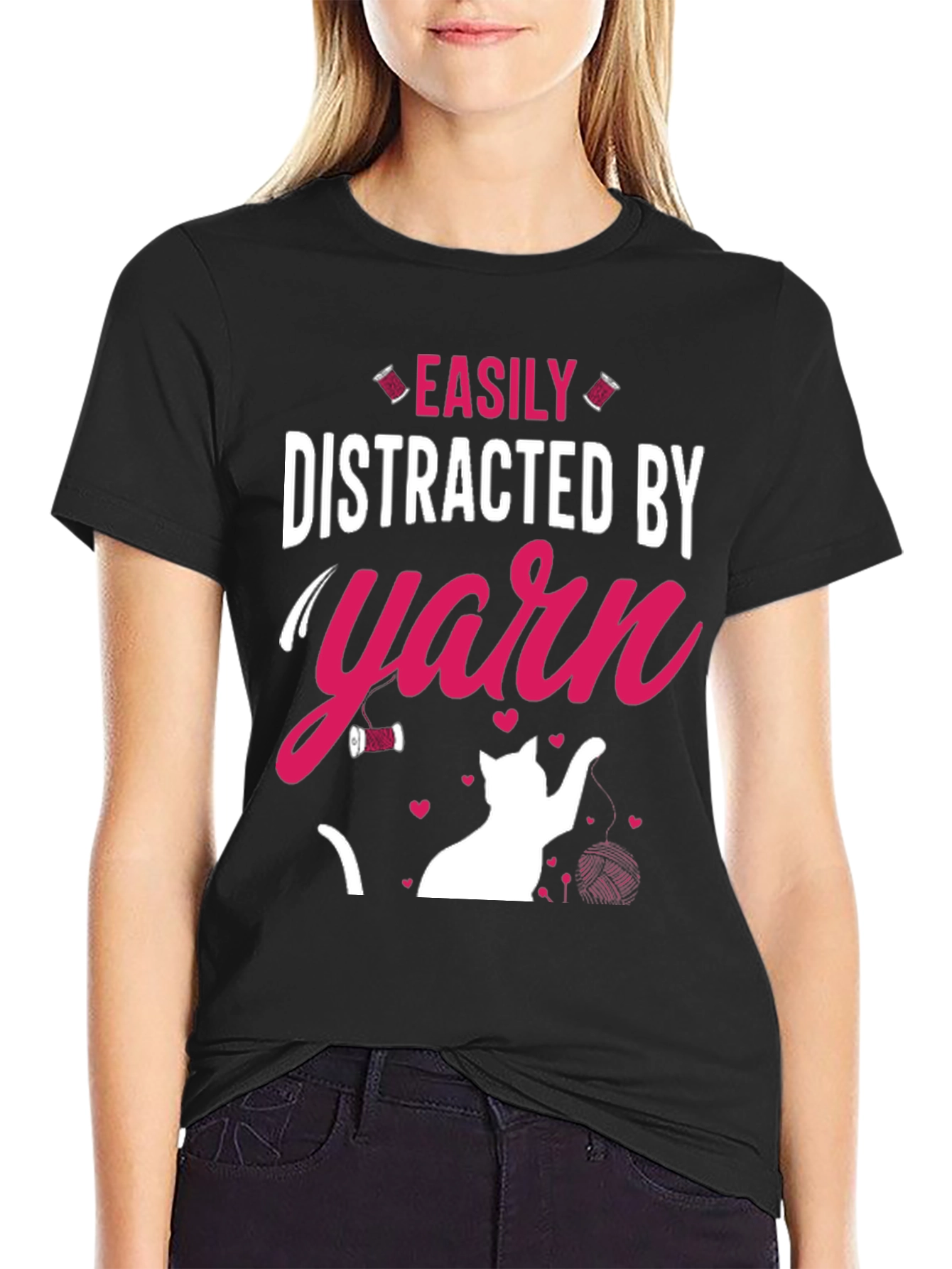 Easily Distracted By Yarn T-Shirt Cat Lover Tee