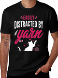 Easily Distracted By Yarn T-Shirt Cat Lover Tee